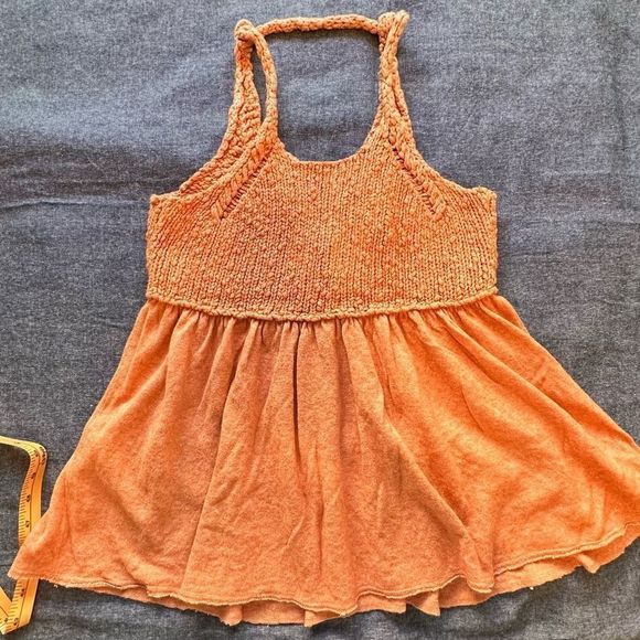 Free People Orange Knitted Tunic Top - Picture 1 of 7